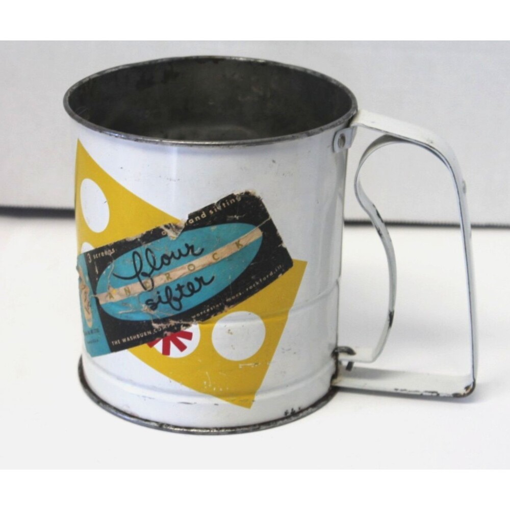 Vintage Androck White Metal Flour Sifter, Made in U.S.A
